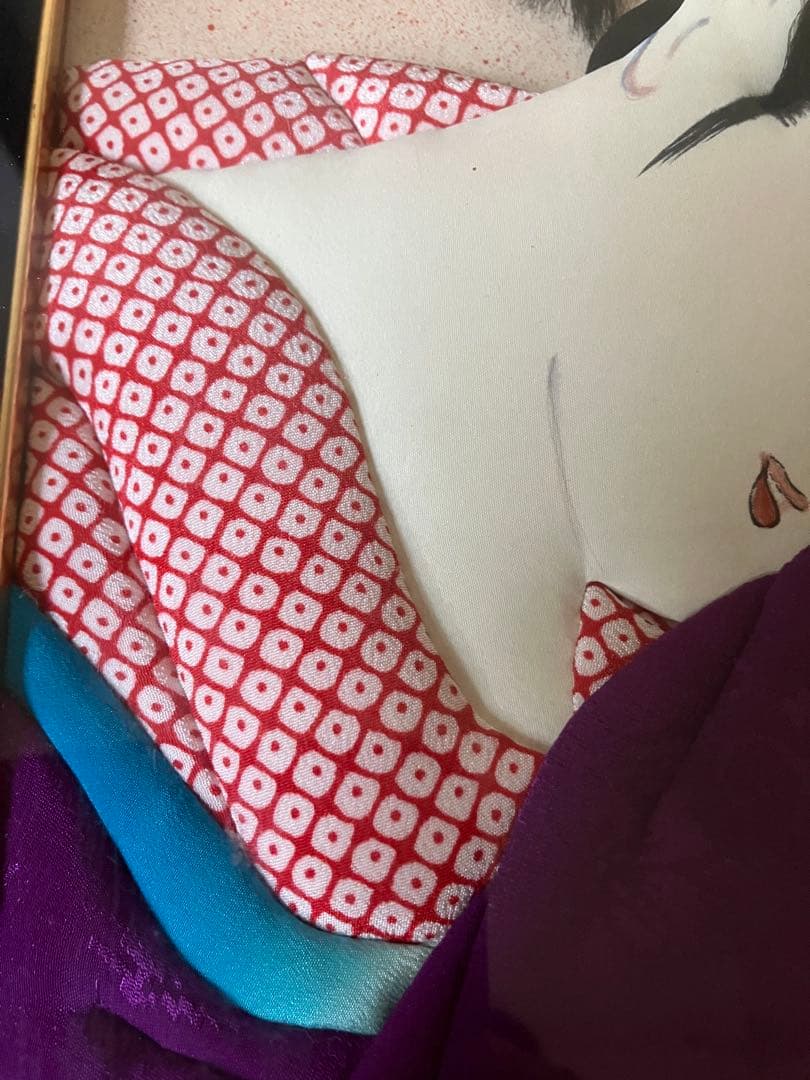 【日本の伝統工芸品 】押絵 立体美人画 額装（紫の着物）芸妓 和風飾り