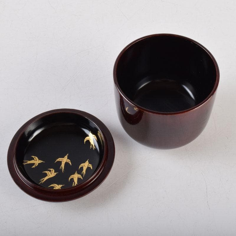 茶道具　清山作　松溜塗　鳥蒔絵　苫屋棗　共箱　V　8583