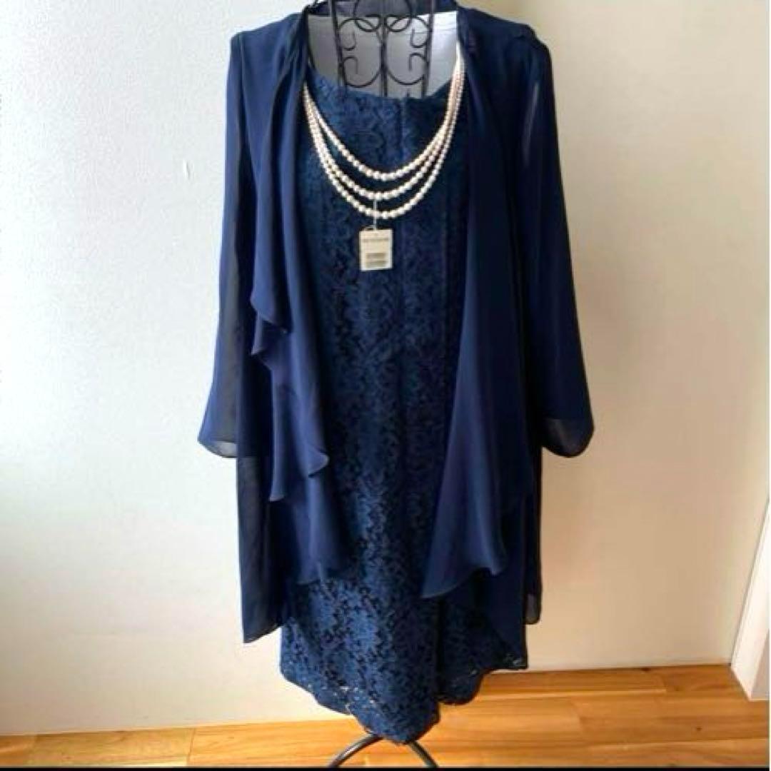 お買得　東京ソワール　パーティードレス　羽織り　タグ付き未使用3連ネックレス