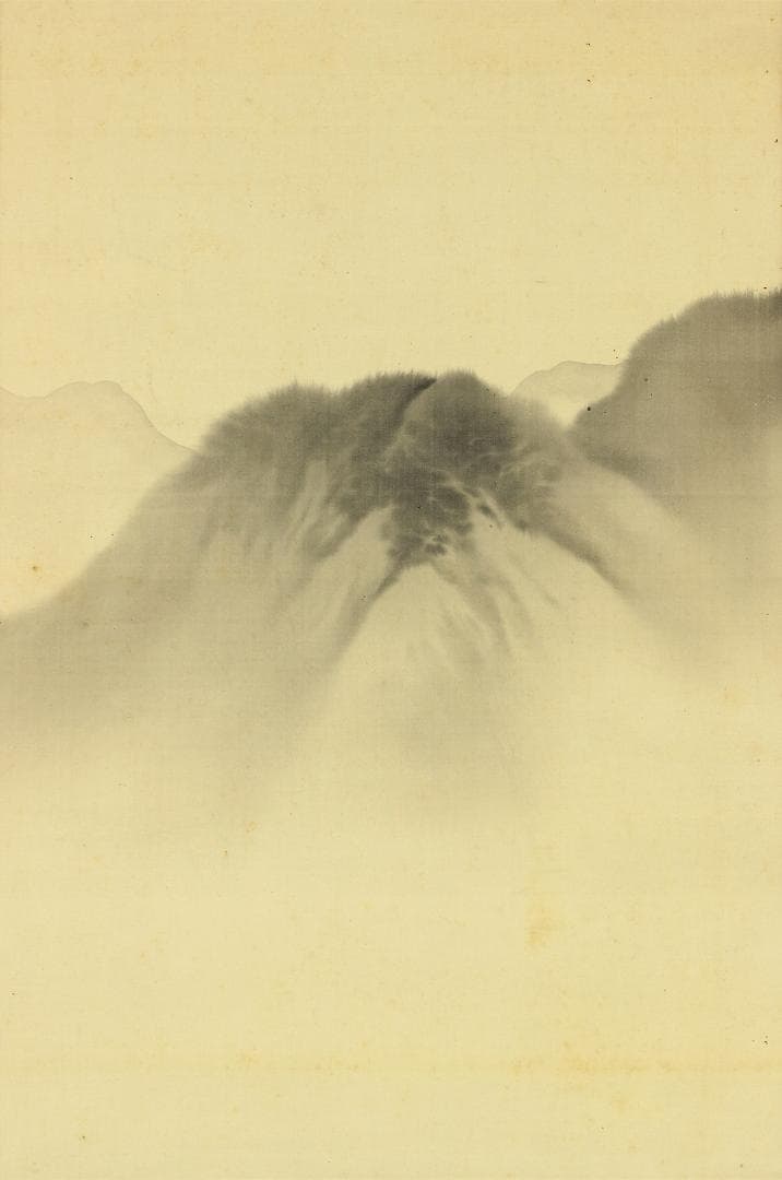 尾竹竹坡 明治11-昭和11 新潟 画家 浮世絵師 掛軸 肉筆 絹本 山水 合箱