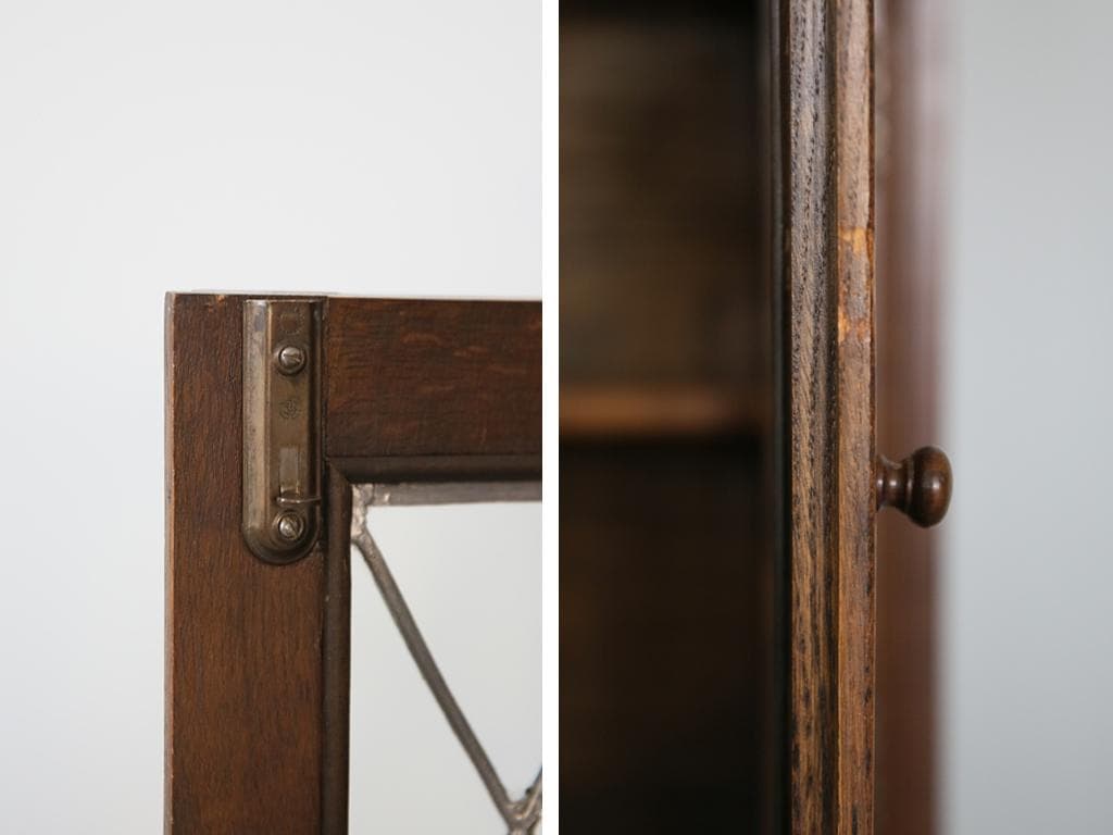 英国アンティーク木製ブックケースキャビネット/本棚/食器棚/飾り棚(91-163