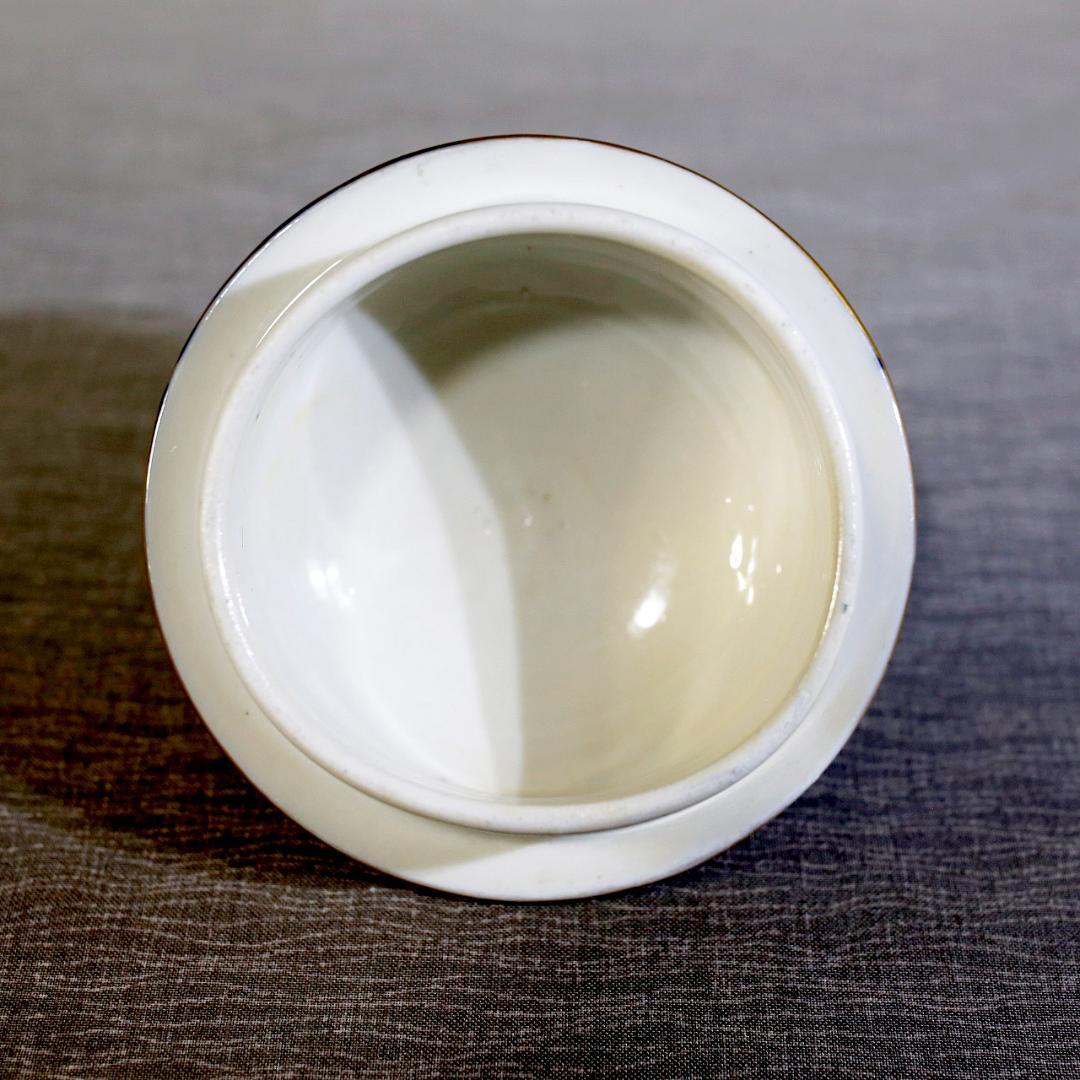 【送料込み】ドレスデン 帆船 壺 蓋付き 飾り壺 コバルト 金彩 ②