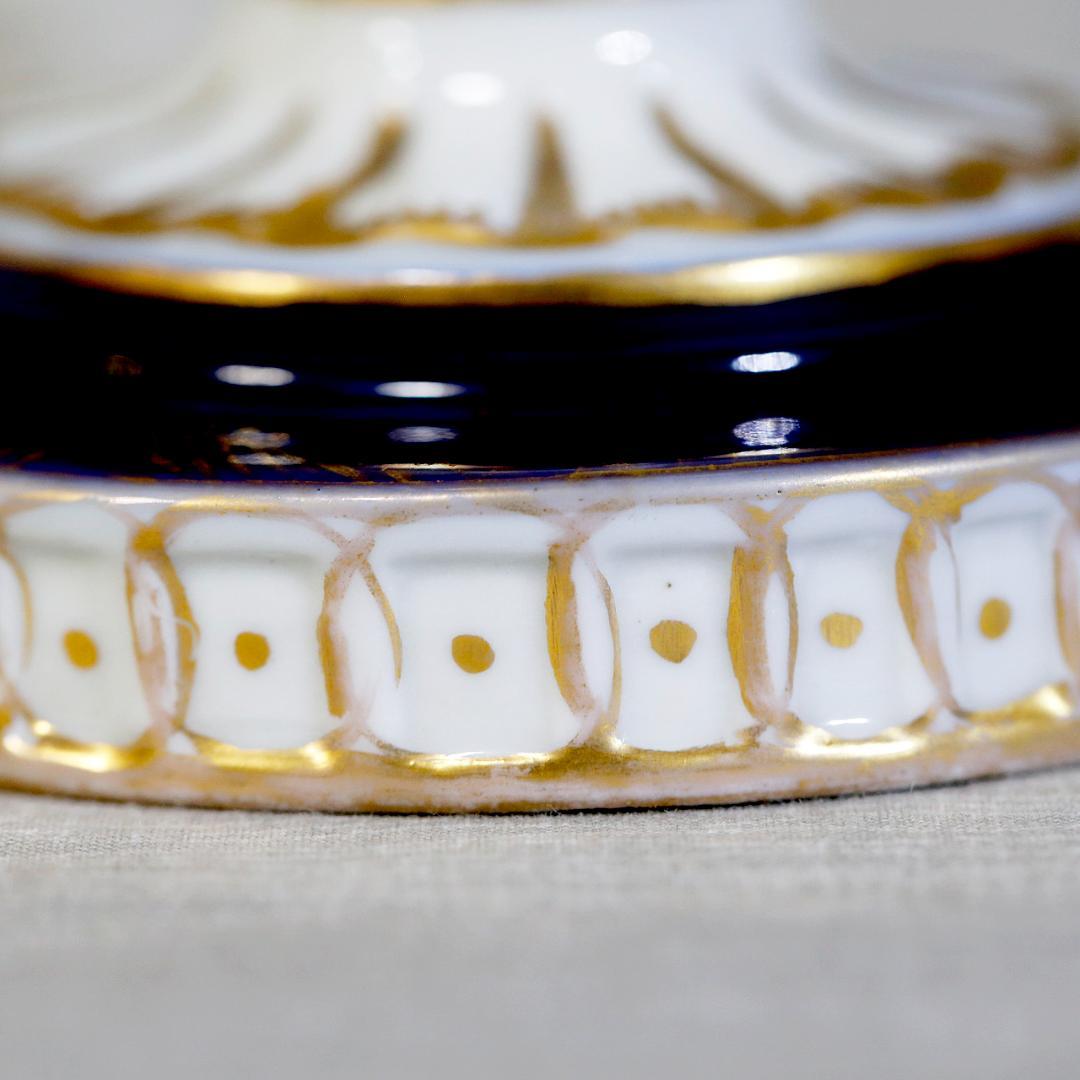 【送料込み】ドレスデン 帆船 壺 蓋付き 飾り壺 コバルト 金彩 ②