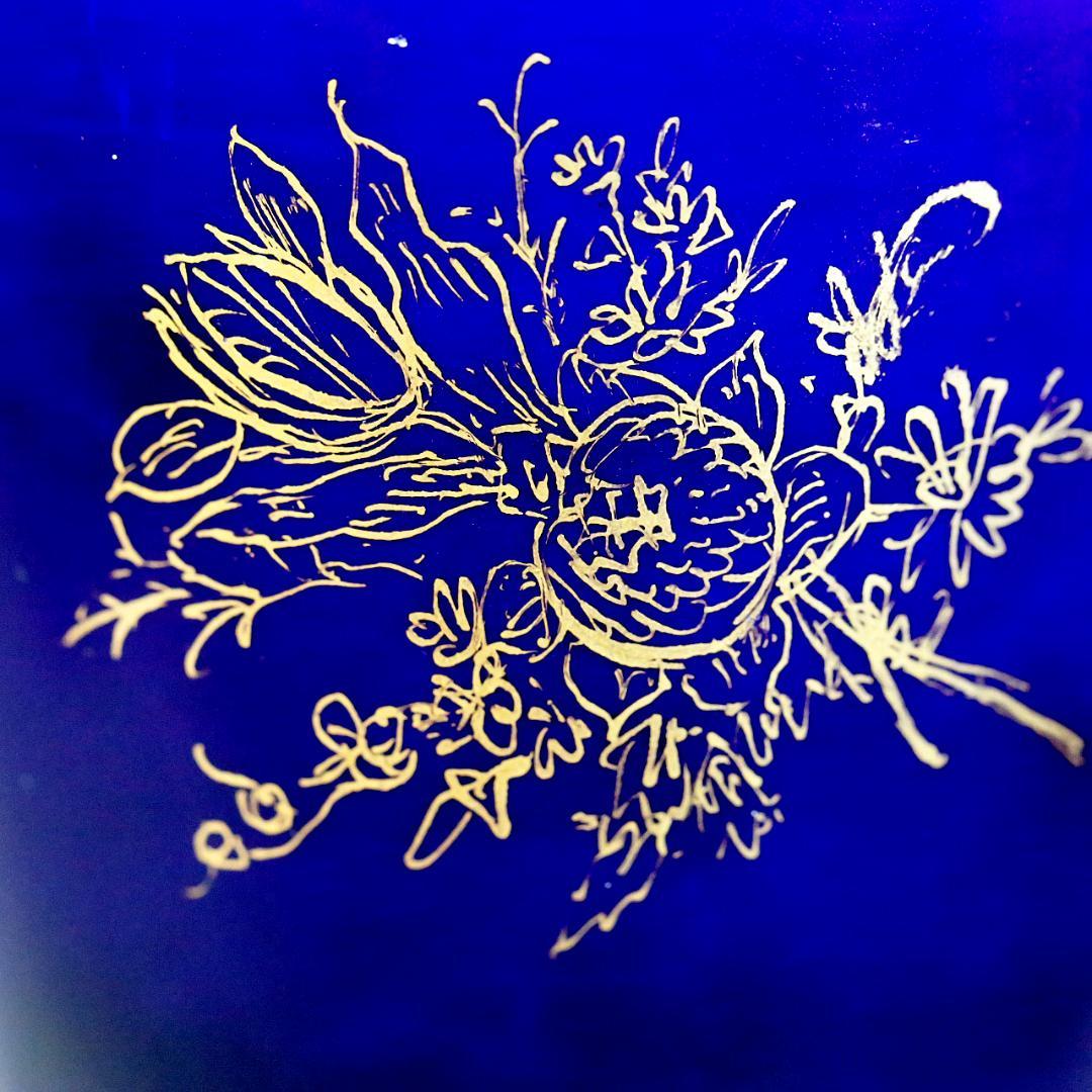 【送料込み】ドレスデン 帆船 壺 蓋付き 飾り壺 コバルト 金彩 ②