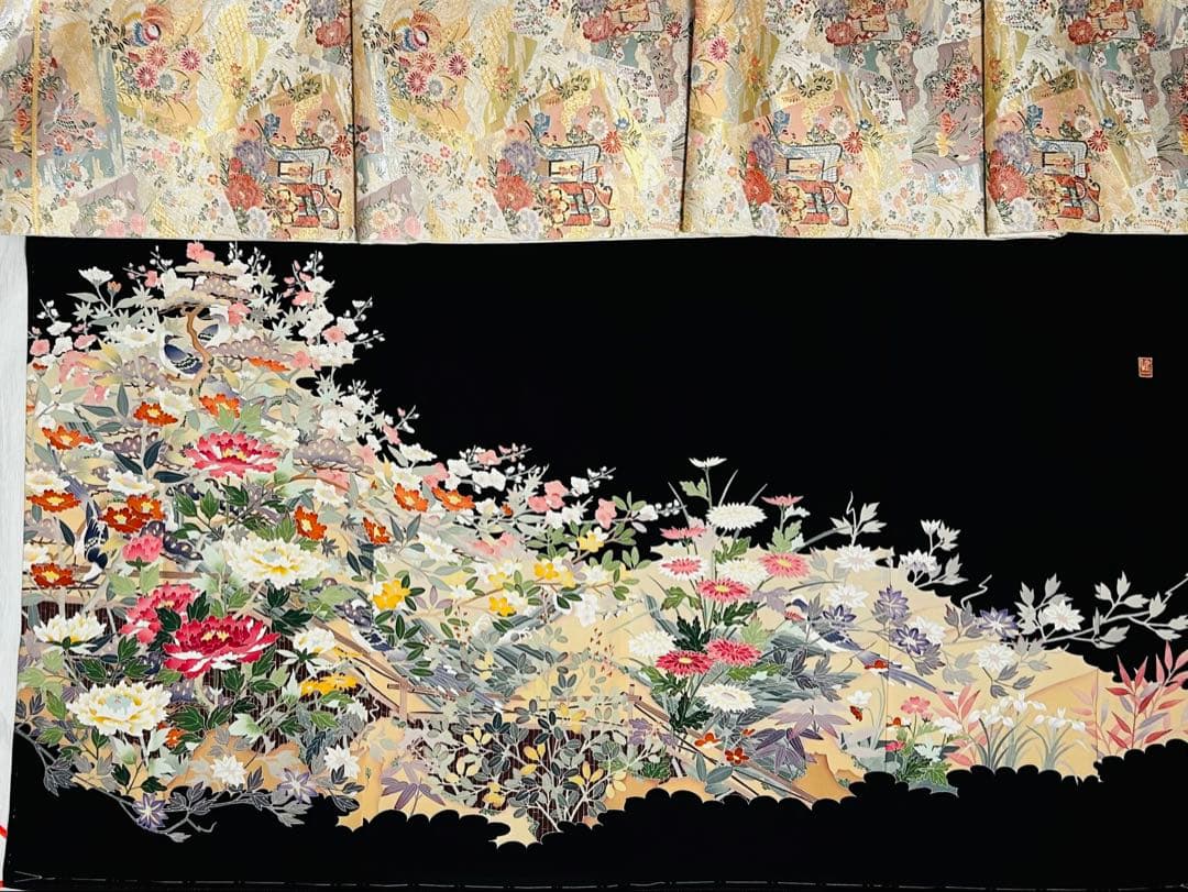 最高級本加賀友禅手書き技術者西川健一作品 本金箔高級袋帯23点完全フルセット