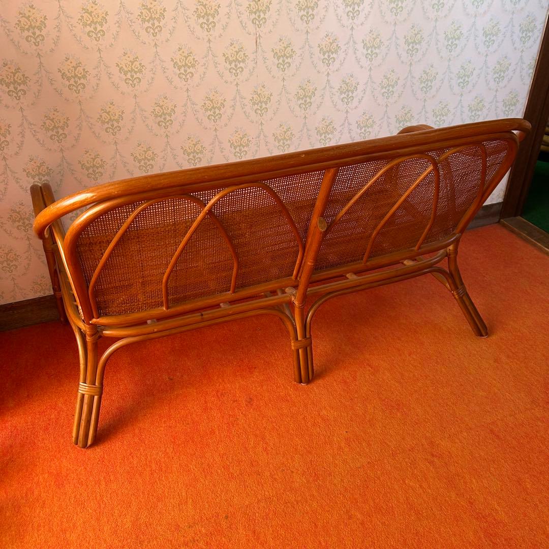 【最終値下げ】美品・送料込み ラタン の ベンチ 籐