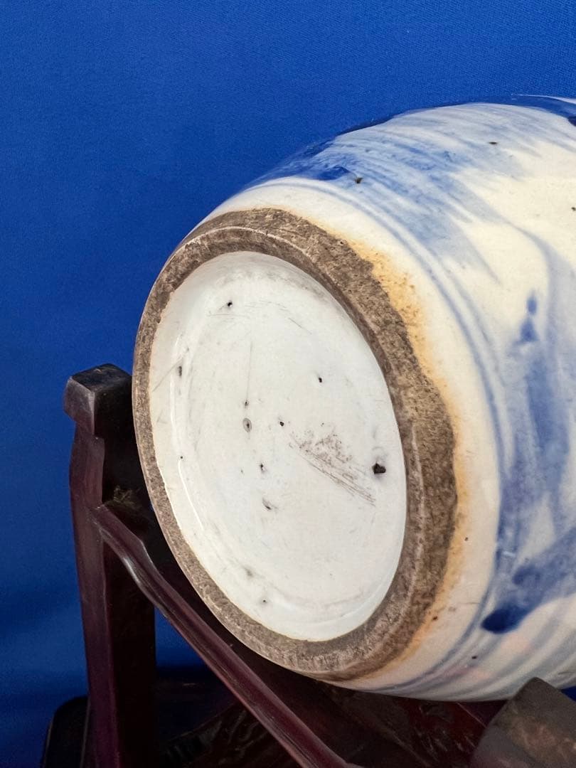 中国古美術　清時代染付け壺/水指　文房具 BL2-88-0