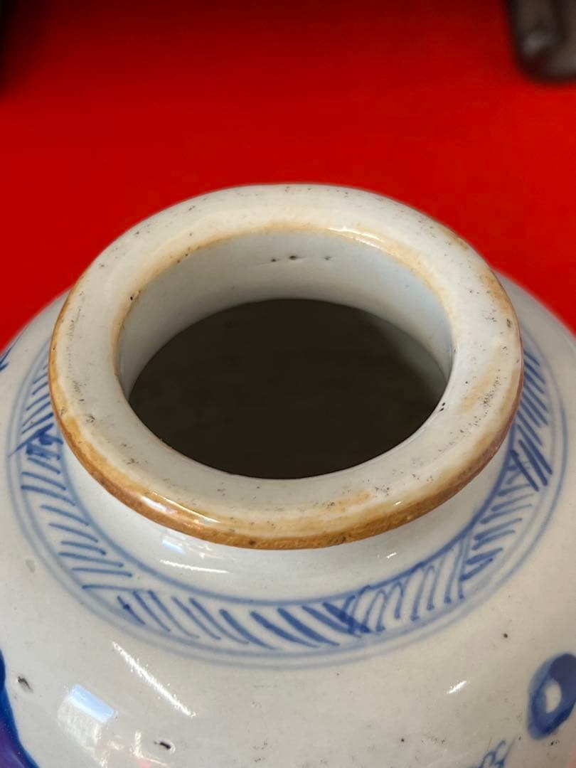 中国古美術　清時代染付け壺/水指　文房具 BL2-88-0