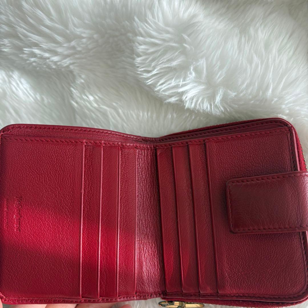 YSL イブサンローラン 赤 レザー 2つ折り財布