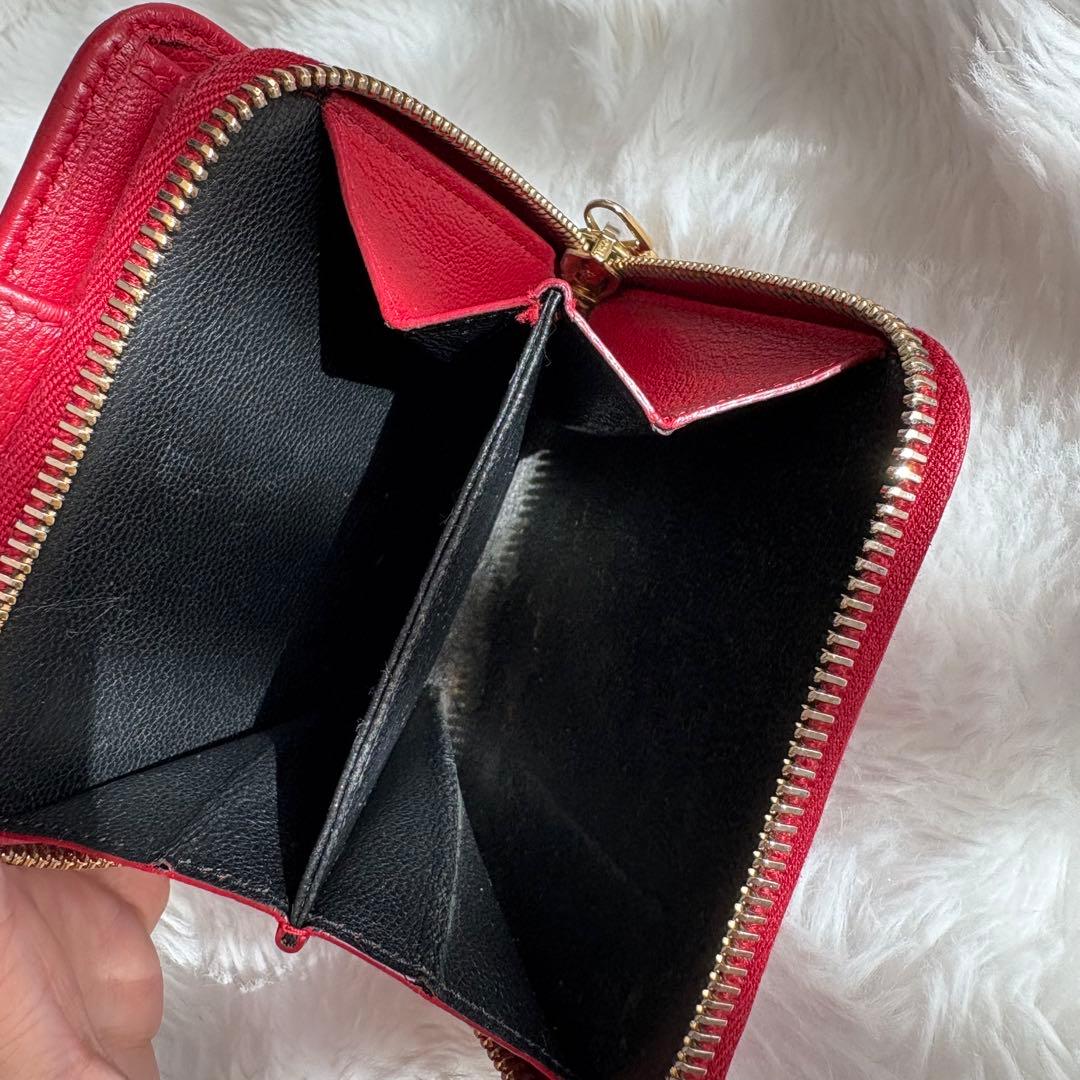 YSL イブサンローラン 赤 レザー 2つ折り財布