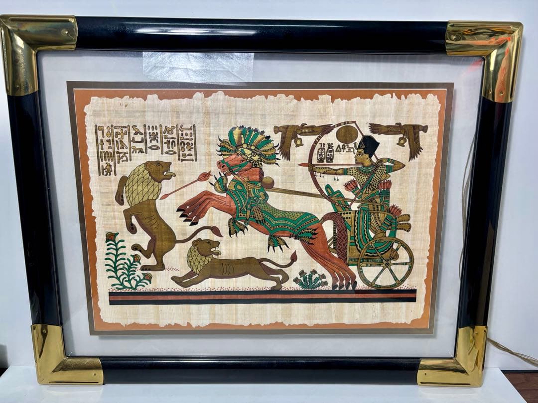 #エジプト パピルス画 「The Hunt Papyrus」フレーム付