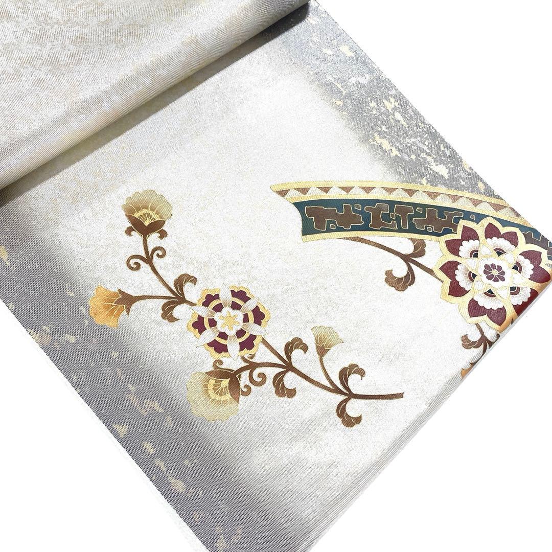 専用帯5669 4821 二点セット ●高級 正絹 太鼓六通 袋帯 花文 華文