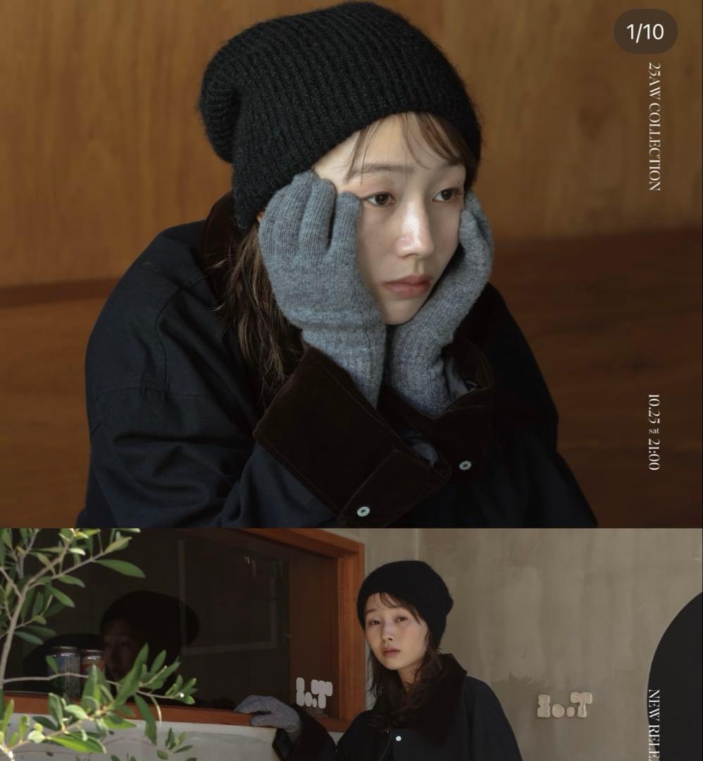 帽子 CALME _loose fit beanie BLACK