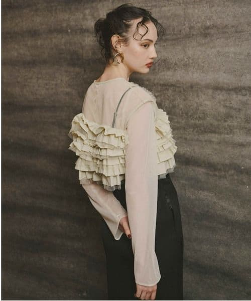 ANDRESD タフタチュール　シアートップスワンピース