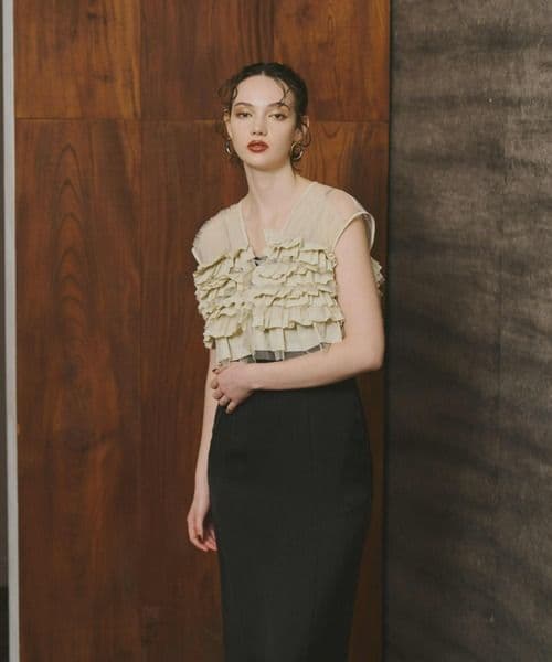 ANDRESD タフタチュール　シアートップスワンピース