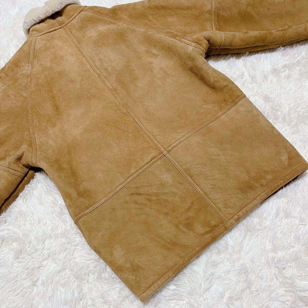 ムートンコート　リアルレザー　ウール裏地　キャメルカラー　サイズFREE