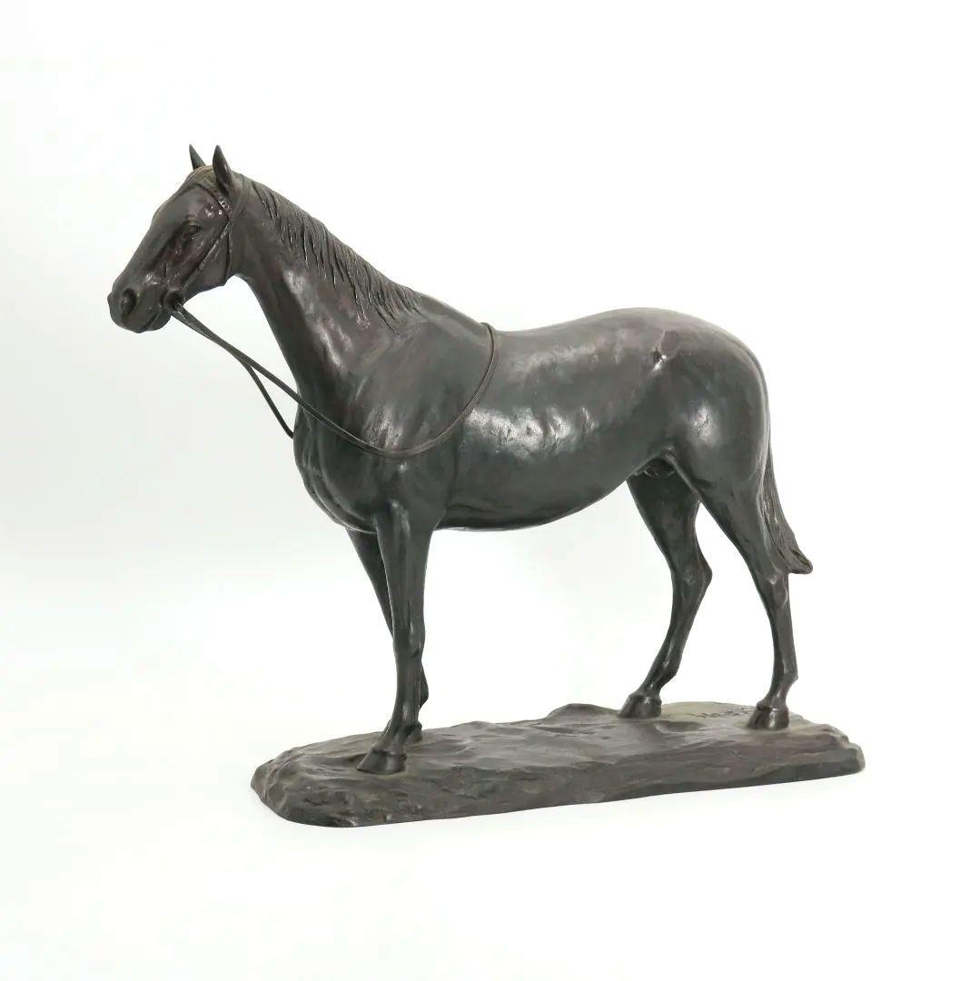 金工師 芳山造 銅製 馬置物 ブロンズ 高さ約33cm　OY390