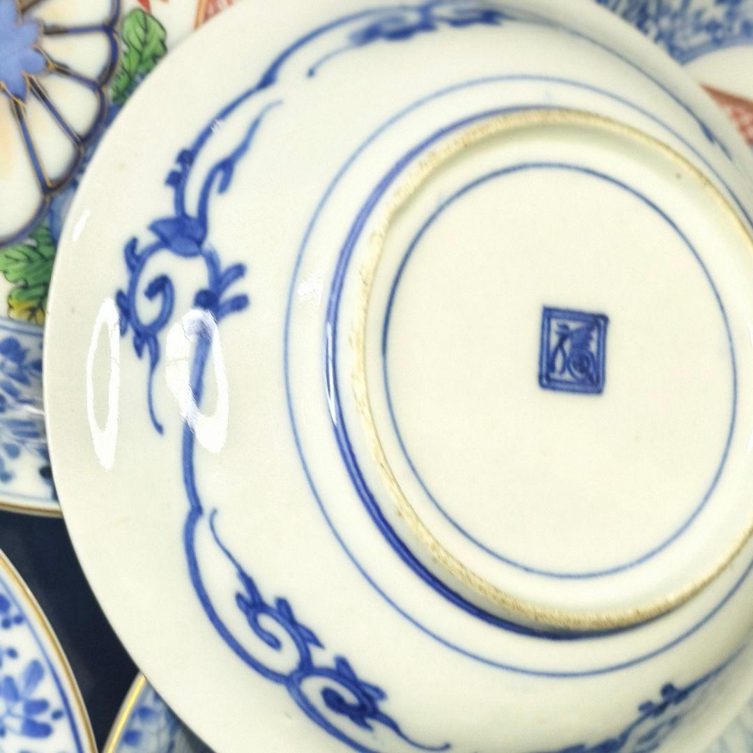 古伊万里 金彩色絵皿 染付 金縁手描き 角福 時代物 蒐集家放出江戸骨董 古美術