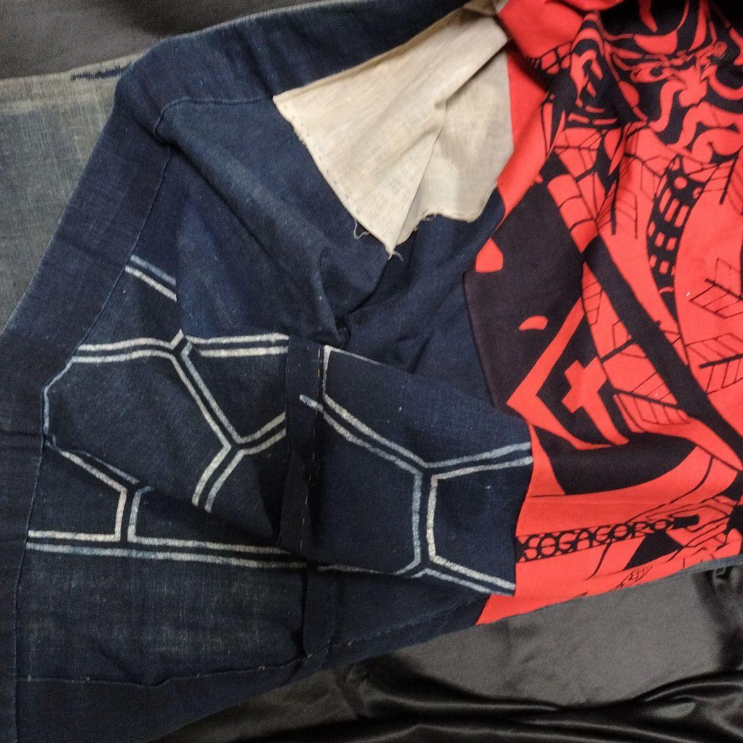 アンティーク 法被 歌舞伎 裏地 鶴 亀 半纏 骨董 古着 祭り ハッピ