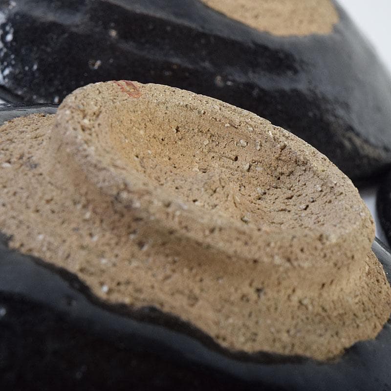 和食器　楽吉左衛門　黒楽平茶碗　高台平皿　2種10客　時代箱　V　R9525