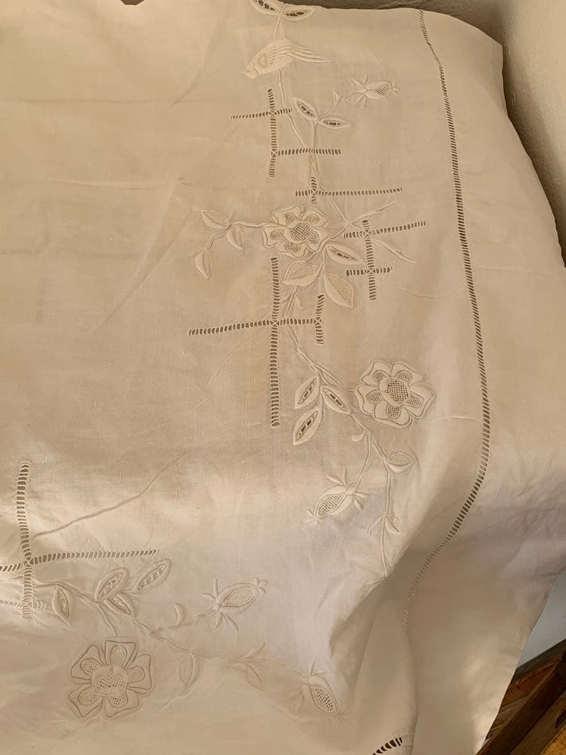 フランスアンティーク　手刺繍　生地　リメイク　ディスプレイ　ブロカント