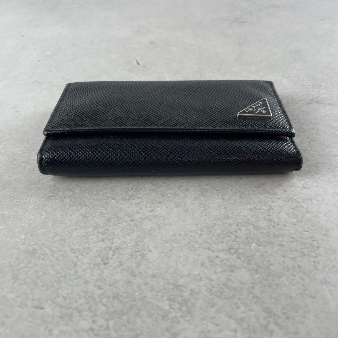 【極美品】PRADA キーケース 6連 三角ロゴ サフィアーノレザー ブラック