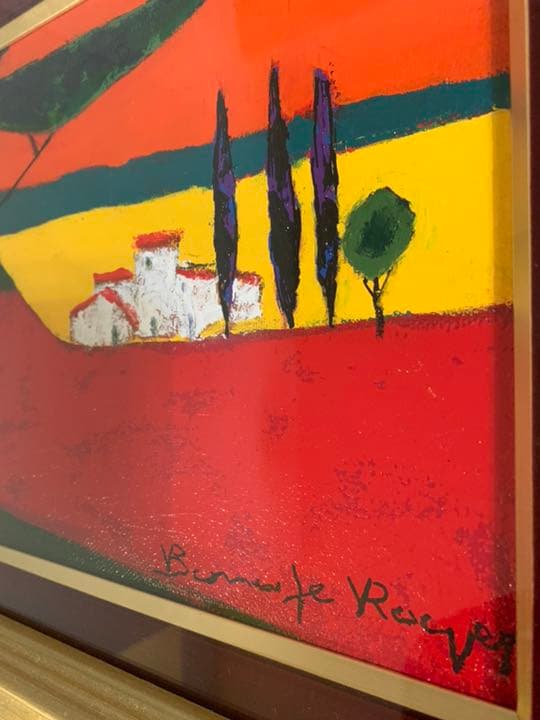 真作　ロジェ・ボナフェ ROGER BONAFE 油彩　糸杉