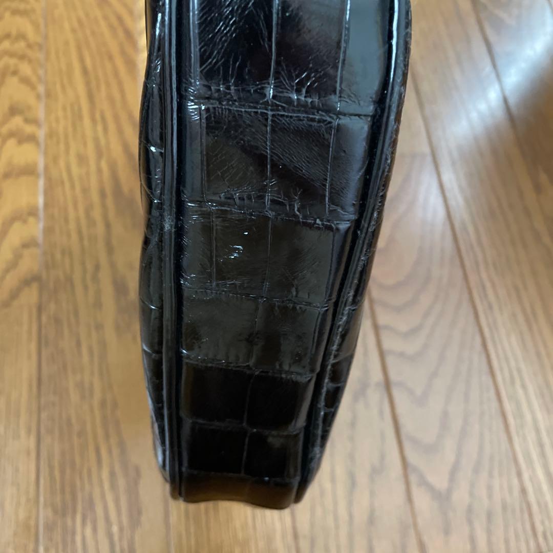 クロコダイル　本革　がま口バッグ