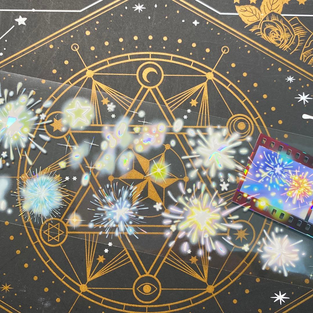 【9287】海外　マステ　中古巻　貝殻光マスキングテープ　半透明　花火　装飾系