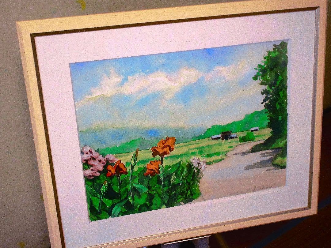 水彩画 風景画 花のある風景