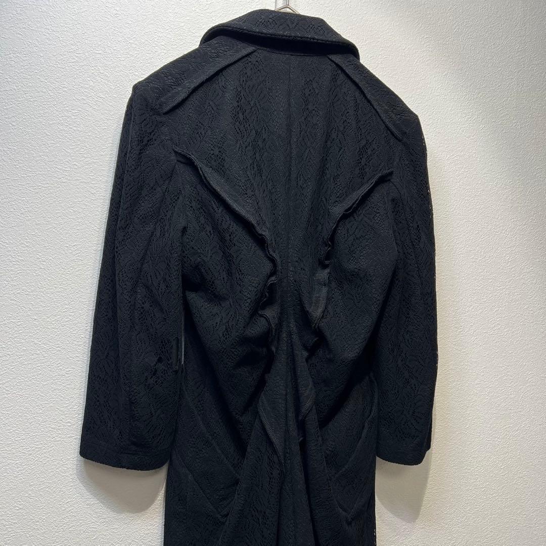 希少 11年製 コムデギャルソン 上質 総柄 変形 レース ステンカラーコート