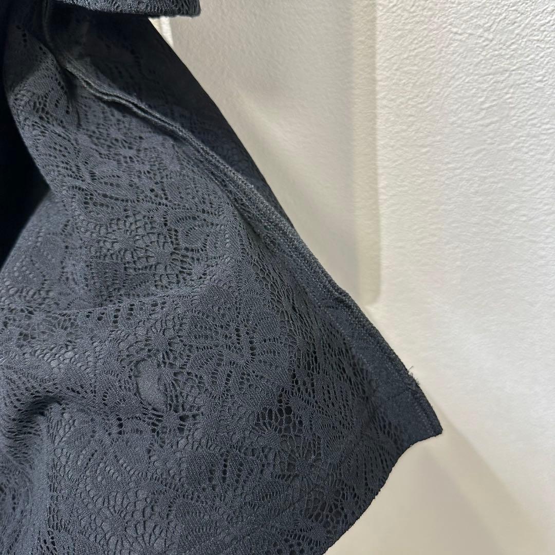 希少 11年製 コムデギャルソン 上質 総柄 変形 レース ステンカラーコート