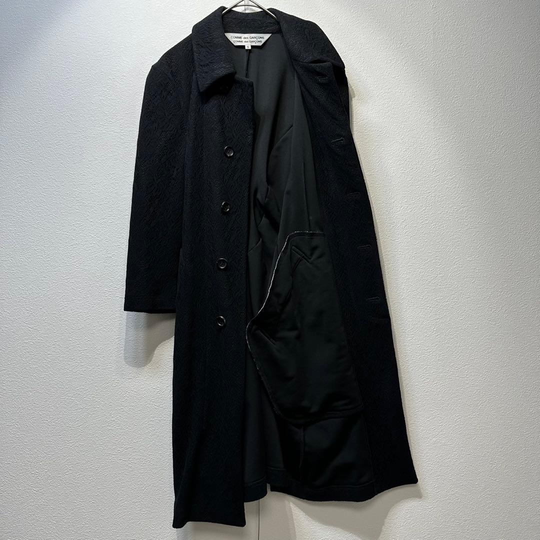 希少 11年製 コムデギャルソン 上質 総柄 変形 レース ステンカラーコート