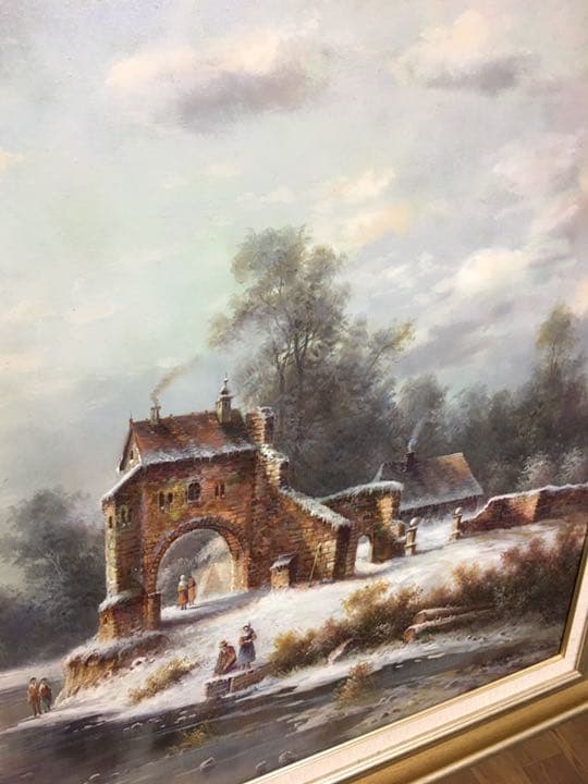 油絵  手描き 作品肉筆画 スーパーロング超大型サイズ油絵手がき