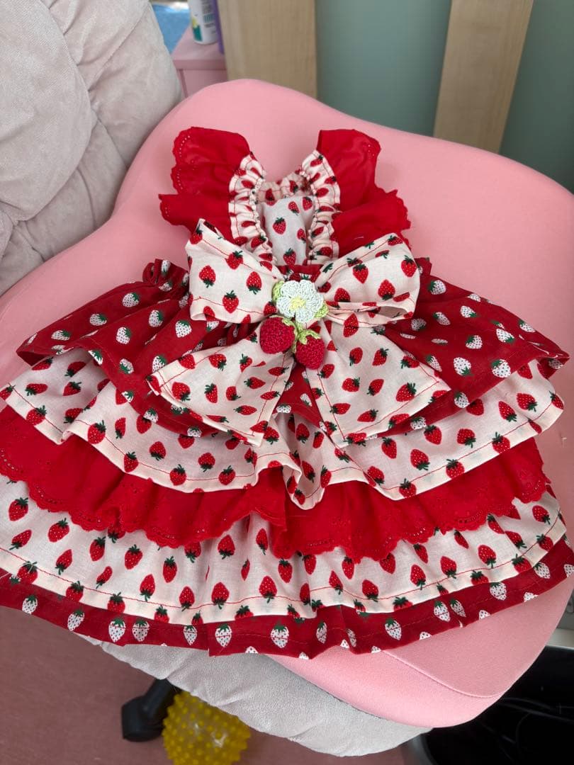 いちごちゃん犬服ハンドメイドワンピース終了