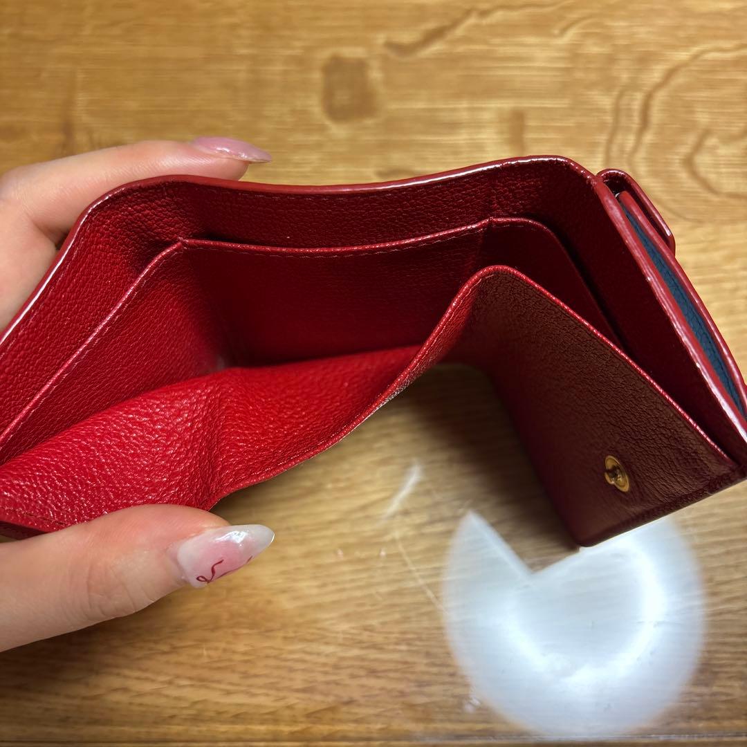 miu miu グレー ハート三つ折り財布