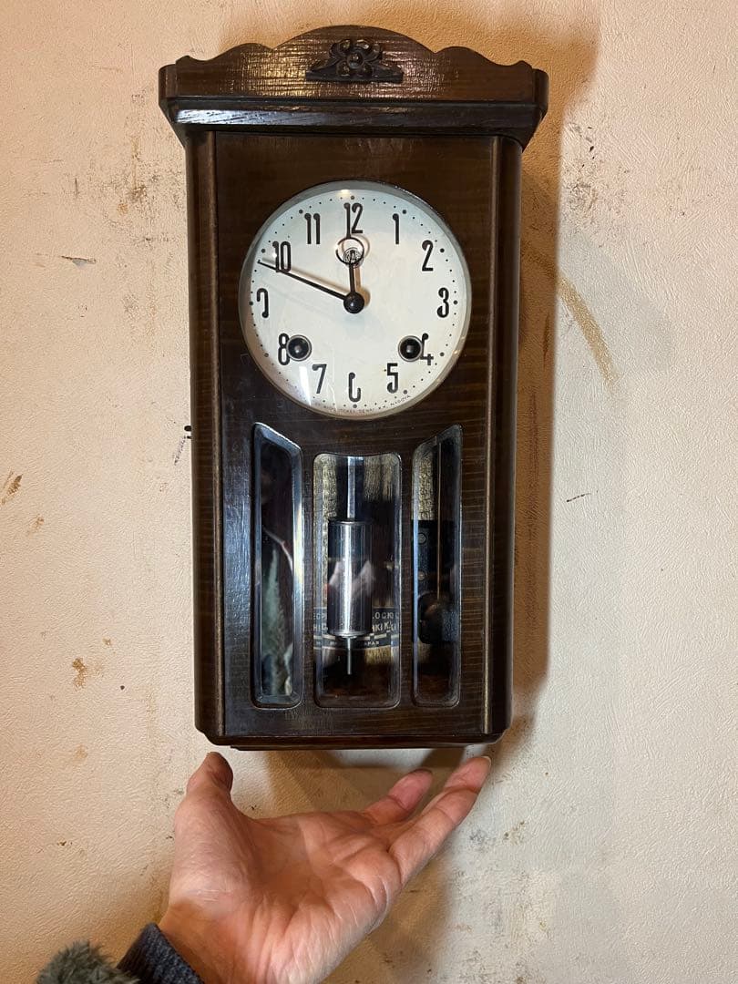 愛知時計　ミニミニ　柱時計　古時計　振り子　レトロ　ゼンマイ　ボンボン　精工舎