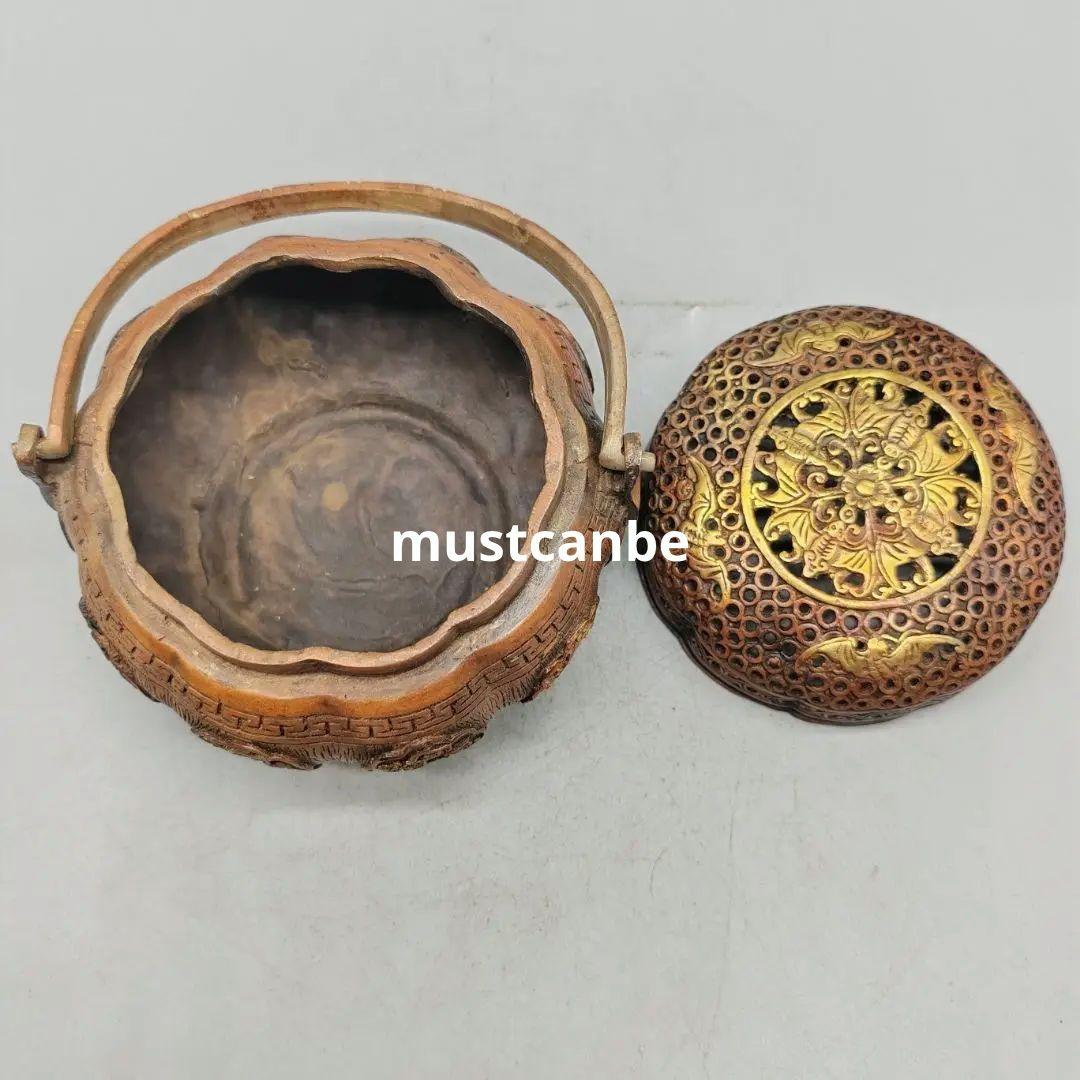 銅製 提梁暖手炉 八宝手炉 香炉 香道具 店舗 室内 装飾品 工芸品 置物