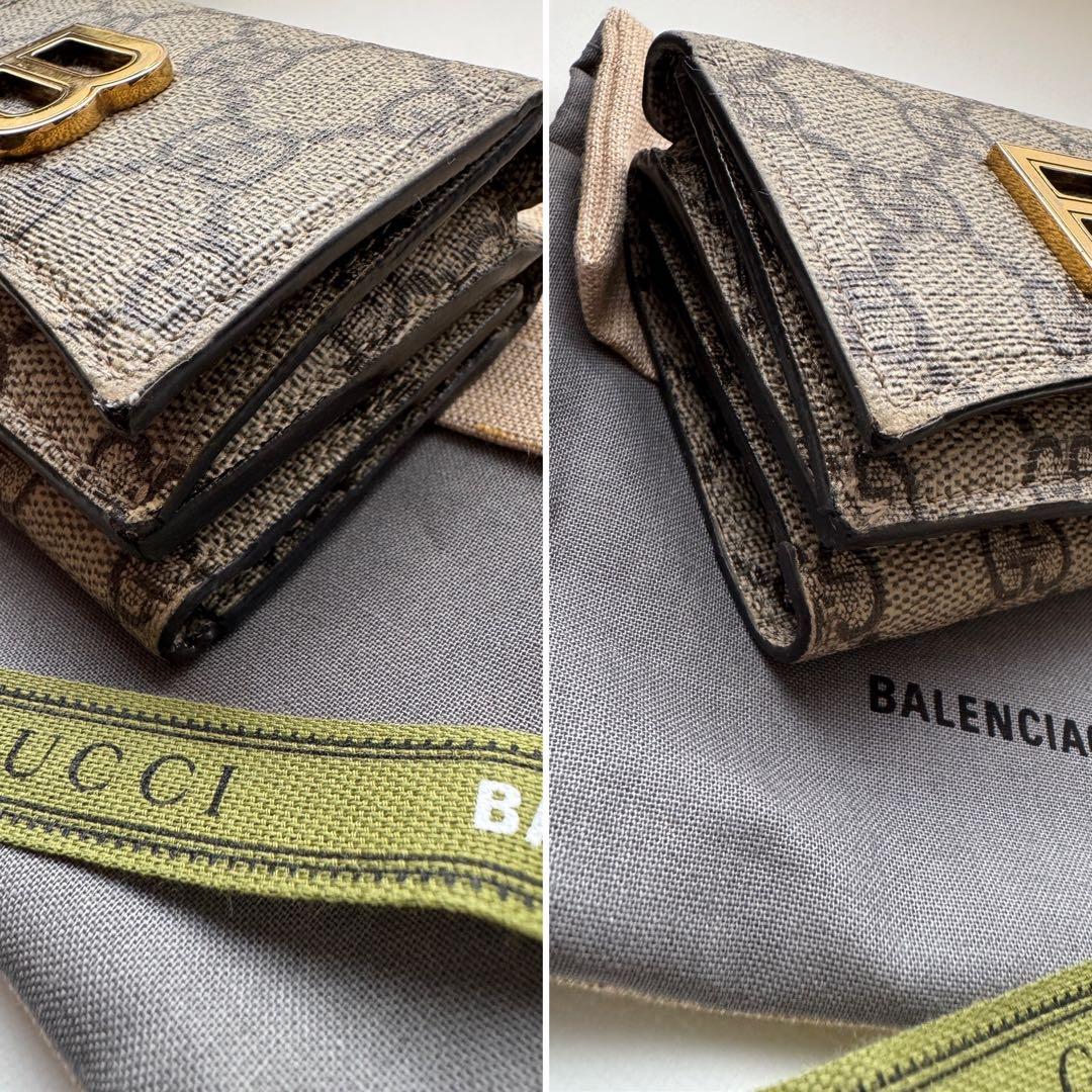 【美品】 バレンシアガ グッチ コラボ2つ折り 財布 コンパクト