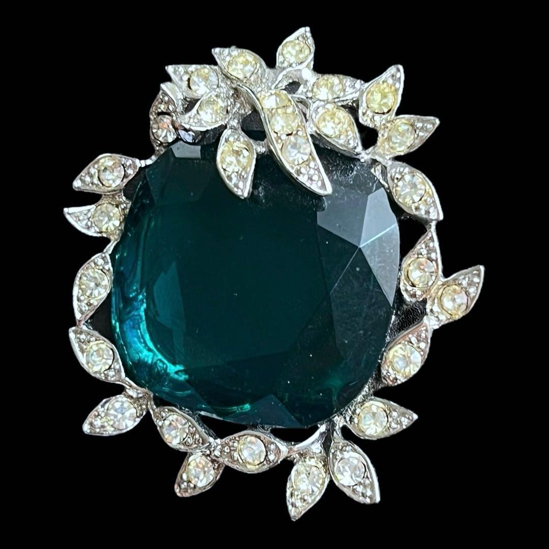 サラコベントリー☆Holiday Ice☆ビッググリーンウランガラスブローチ