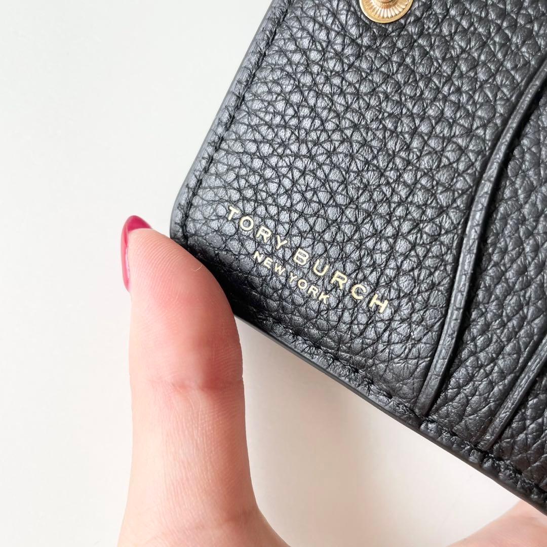 【新品】TORY BURCH 新作 ティア THEA 二つ折り財布 黒 本革