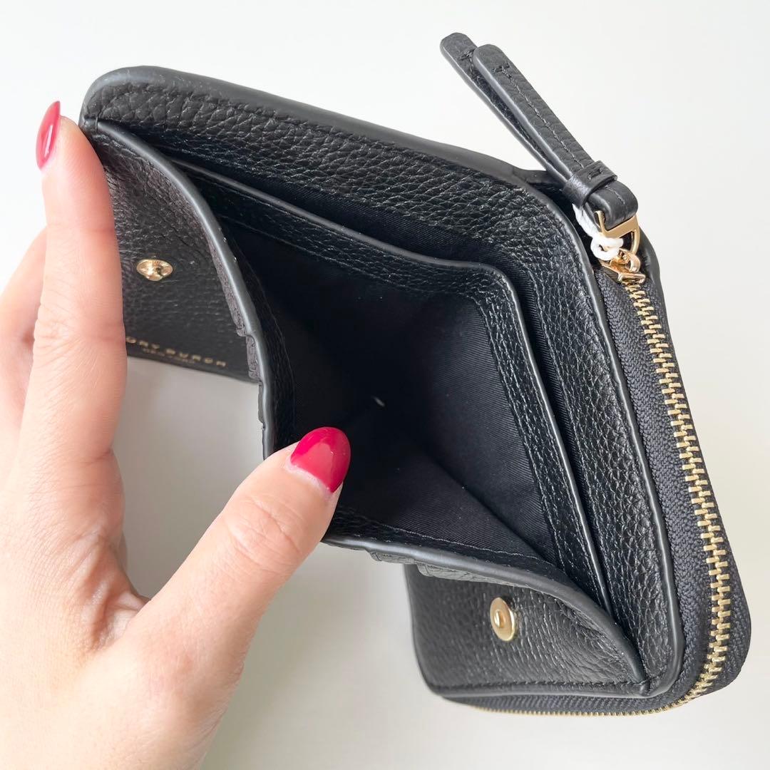 【新品】TORY BURCH 新作 ティア THEA 二つ折り財布 黒 本革