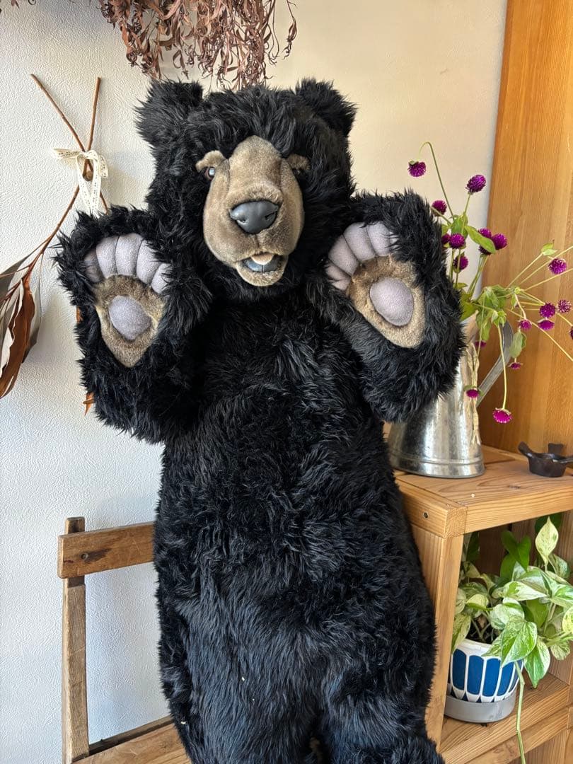 希少 HANSA 大型 黒クマ ぬいぐるみ リアルアニマル