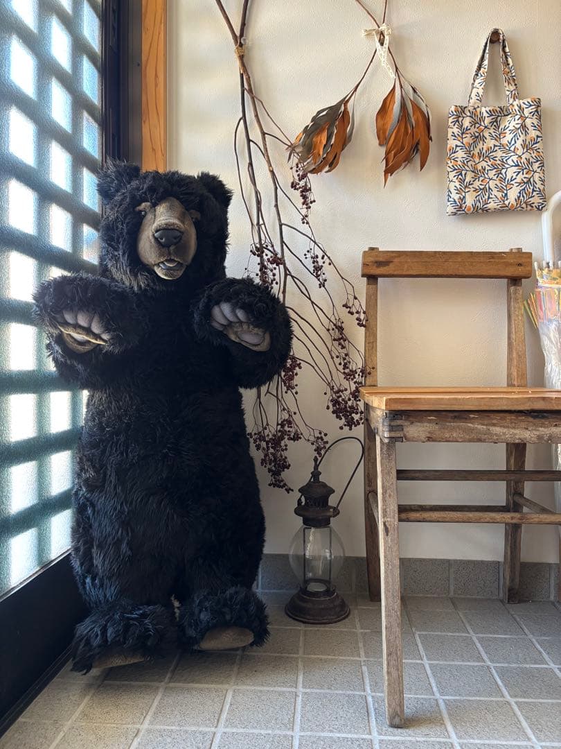 希少 HANSA 大型 黒クマ ぬいぐるみ リアルアニマル