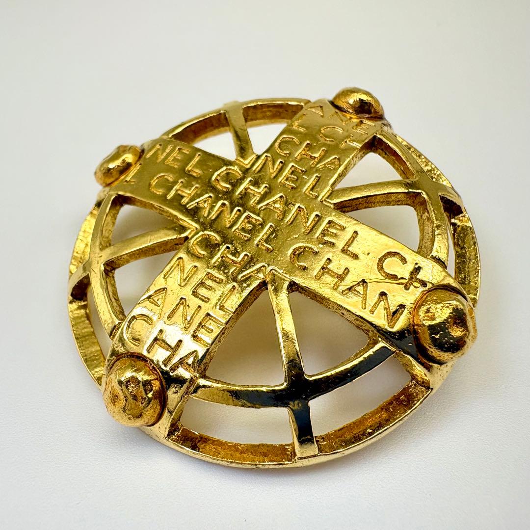 CHANEL シャネル ブローチ クロス ロゴ ヴィンテージ ゴールド