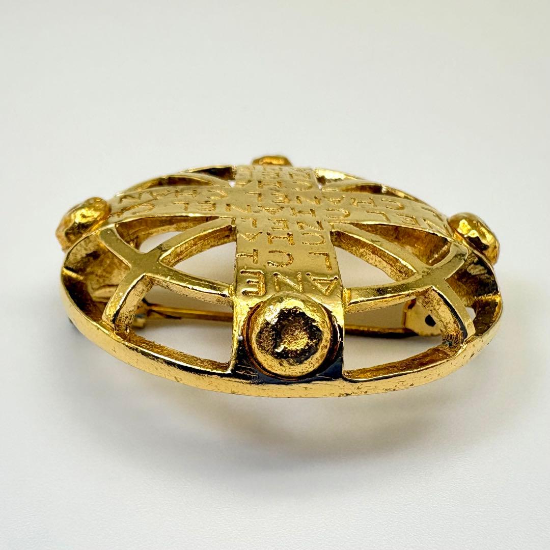 CHANEL シャネル ブローチ クロス ロゴ ヴィンテージ ゴールド