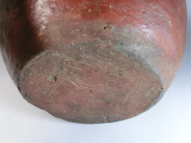壷●飴釉の丸壷 古備前 古い広口花瓶 古壺 花瓶 花器 置物 時代物 骨董品■