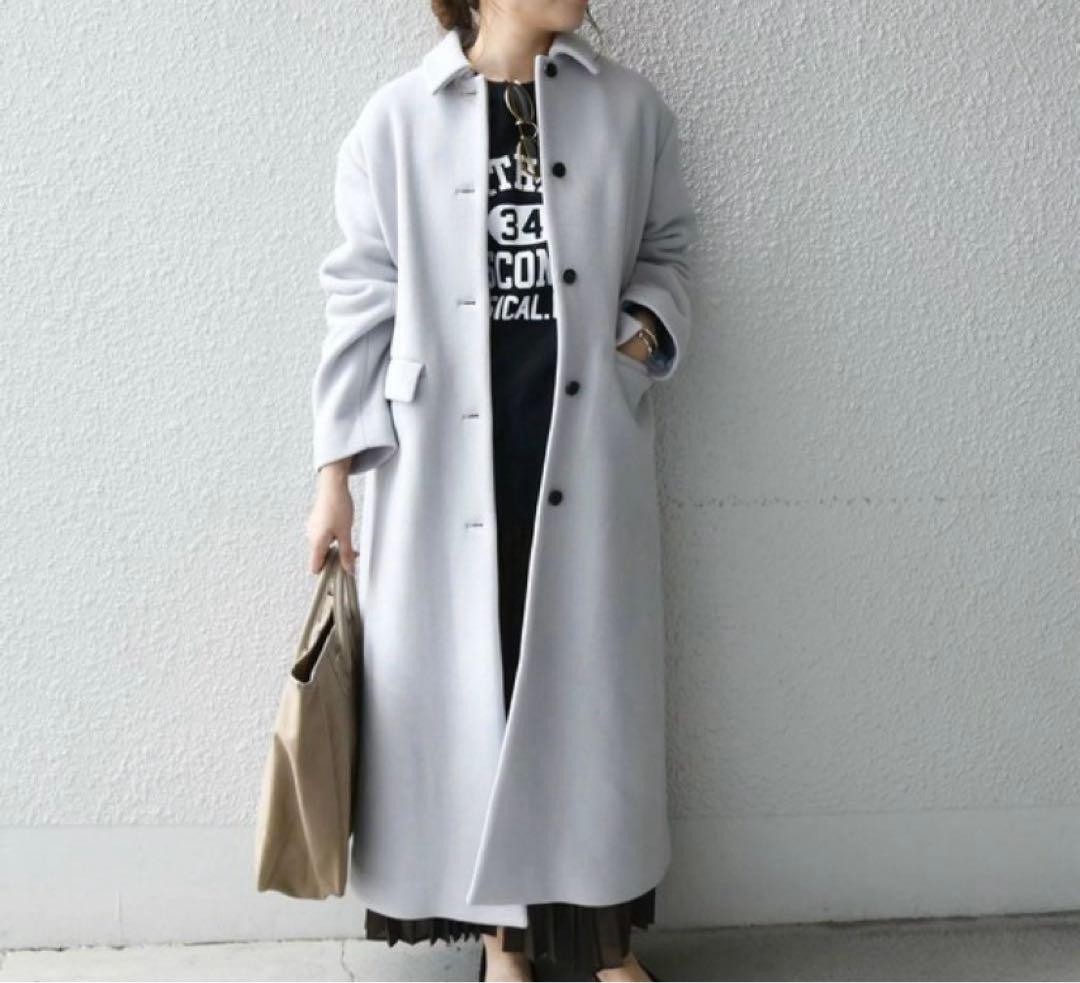 ♢新品♢SHIPS any シップス　ステンカラーコート　ライトグレー　水色