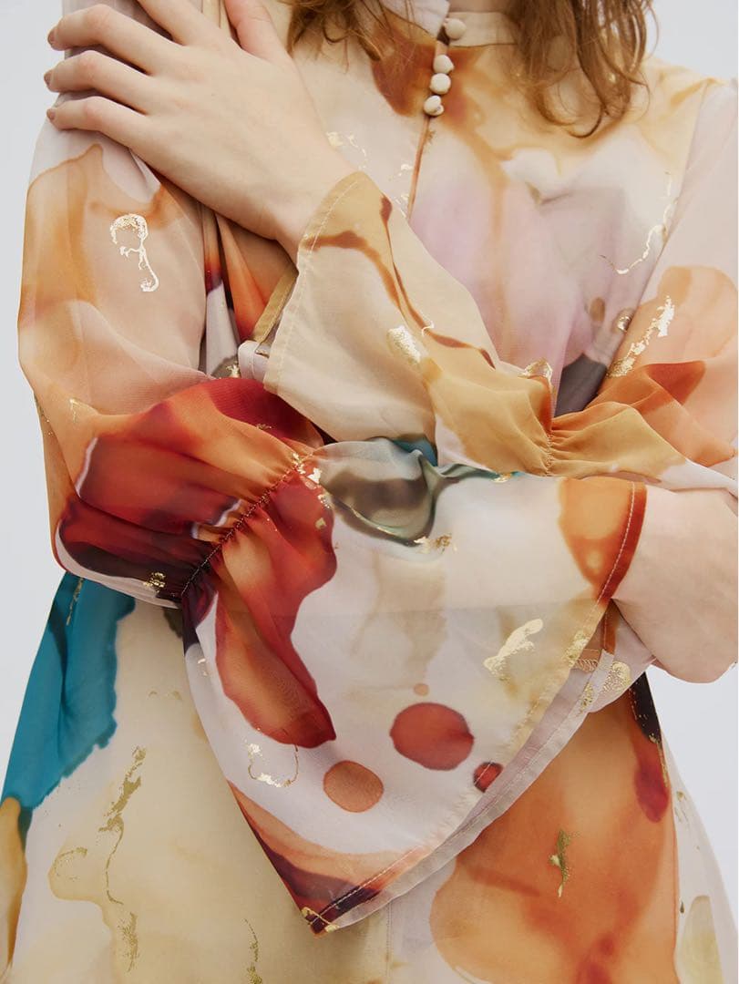 【美品】AMERI Mサイズインクアートドレス ワンピース