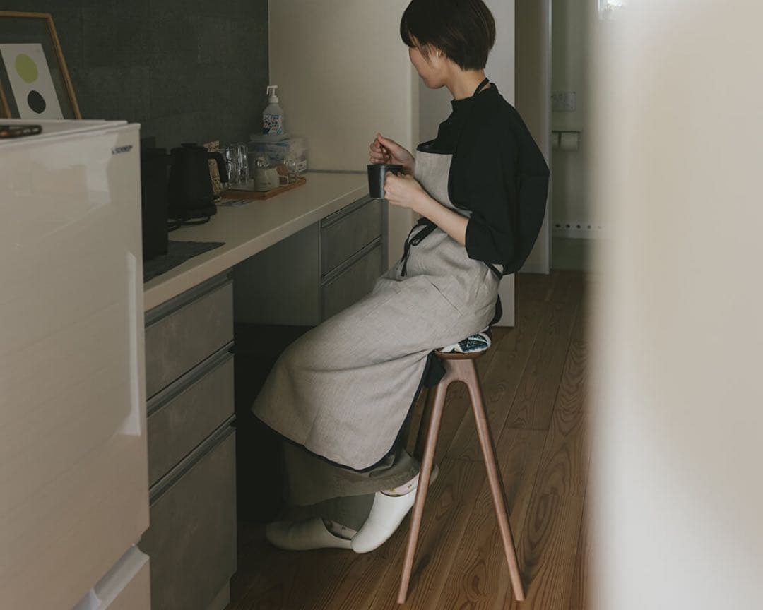 キッチンスツールNA H630＋ミナ ペルホネン　タンバリン　グレー